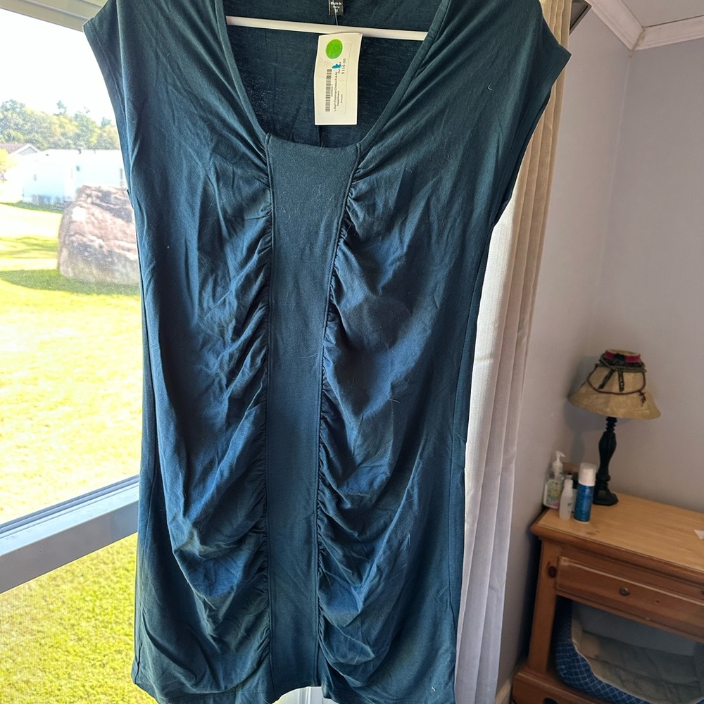 Lilla P Teal Ruched Tunic Dress